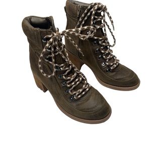 Carlos by Carlos Santana ARDENT Forest Green Side Zip Lace Up Boots WOME…
